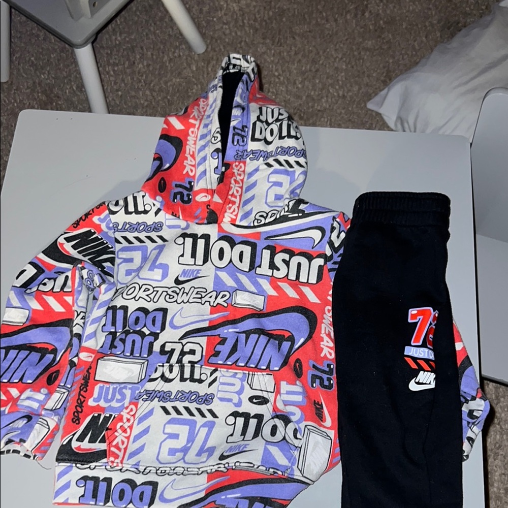 Nike Graphic Pocket  Hoodie and Joggers Set - Multicolor and Black